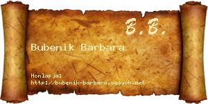 Bubenik Barbara névjegykártya